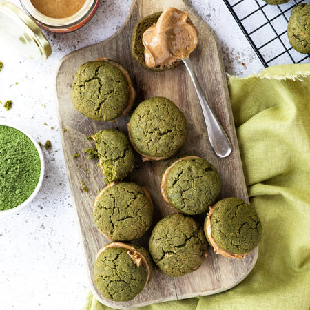 vegan green superfood sandwich cookie