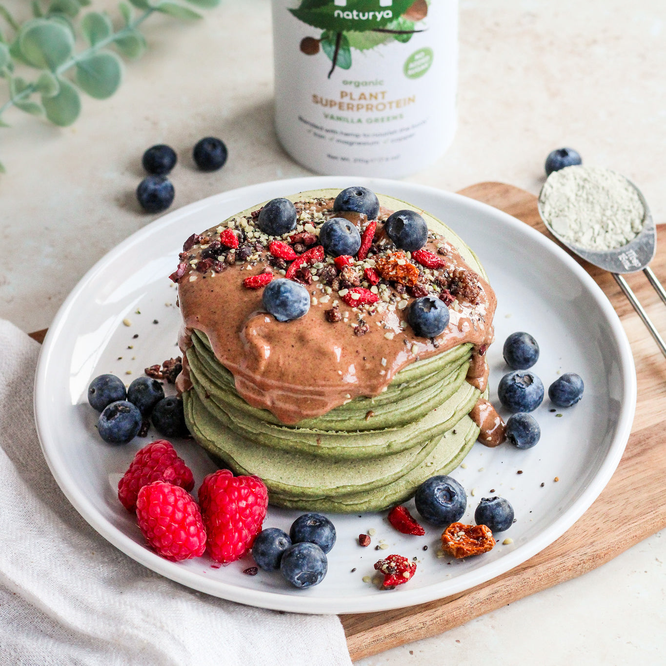 Super Green Vanilla Protein Pancakes