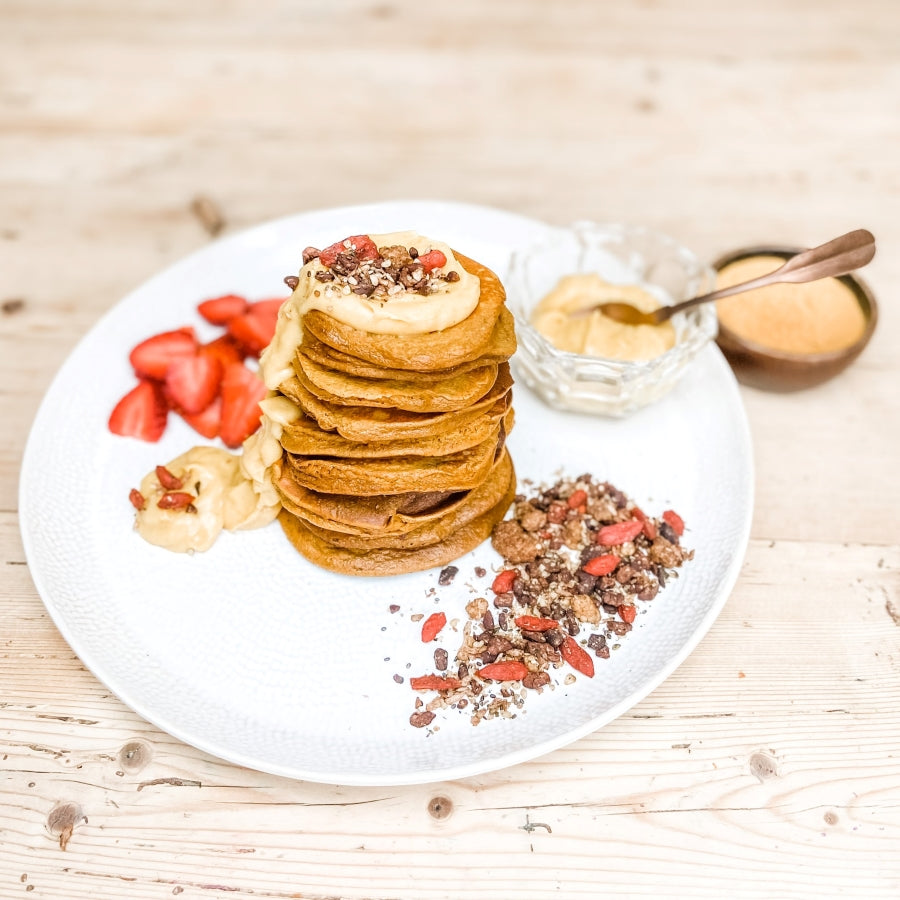 vegan-turmeric-acai-protein-pancakes
